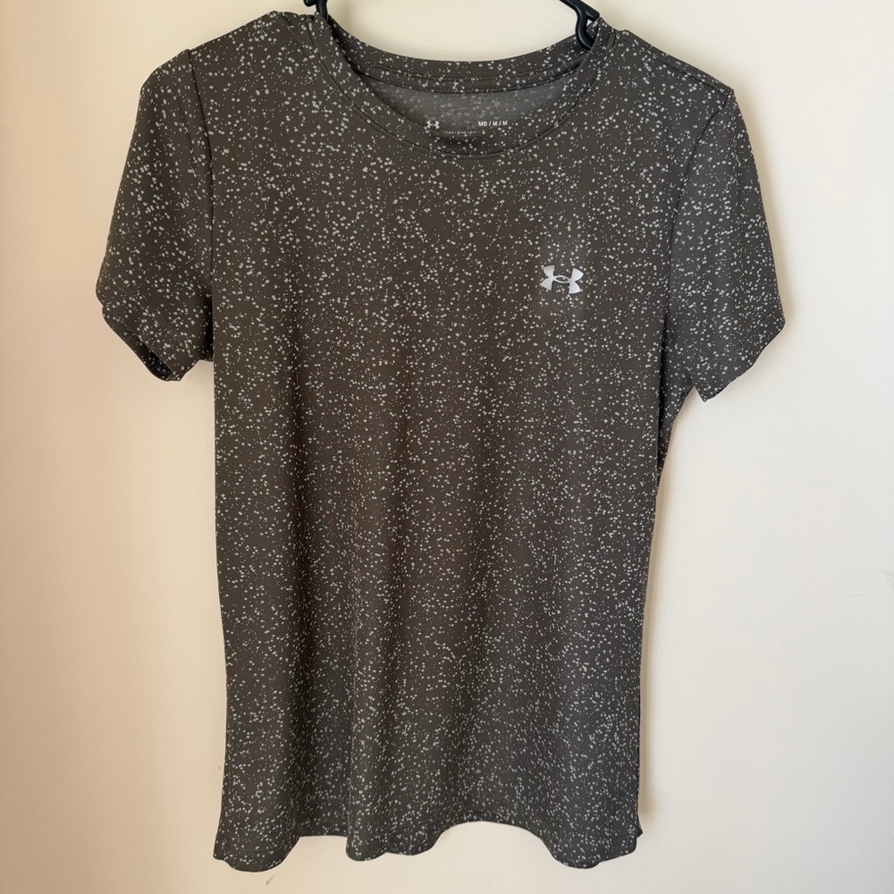 Under Armour Women's Dark Gray Speckled Activewear Short Sleeve Tee